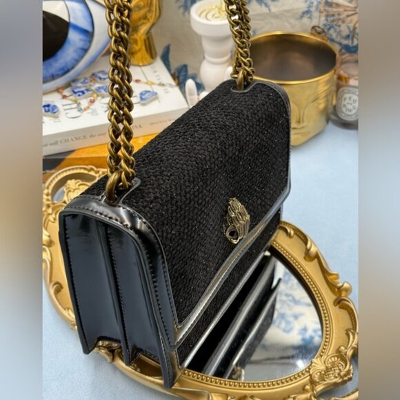 🆕 KURT GEIGER LONDON 🧿 NWOT Black Tweed Shoreditch Crossbody Bag - Picture 9 of 16